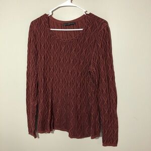 Peruvian Connection peplum pullover sweater merlot red pima cotton womens XL